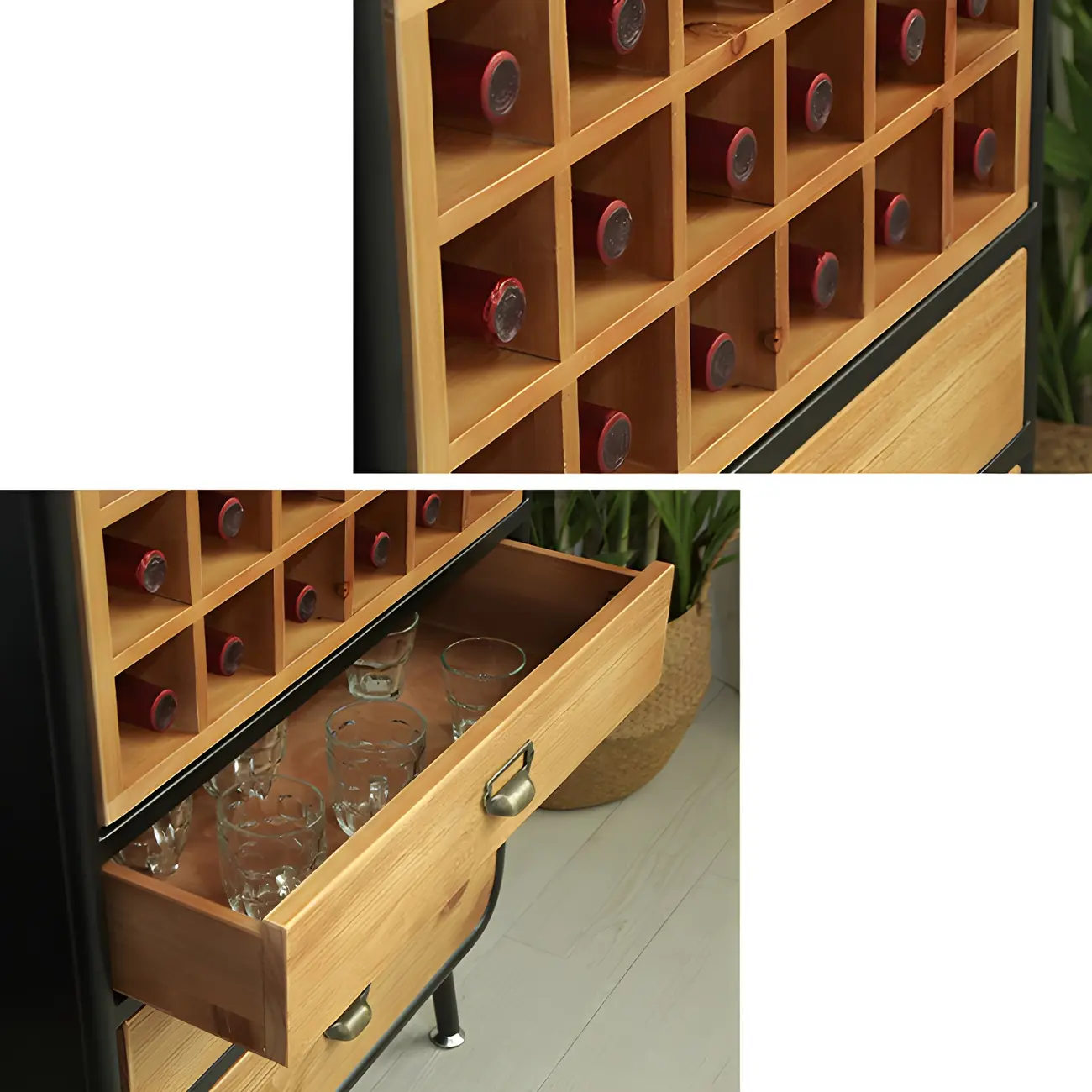 Industrial Light Wood Wine Rack for 13-24 Bottles Image - 10 | homeyfad