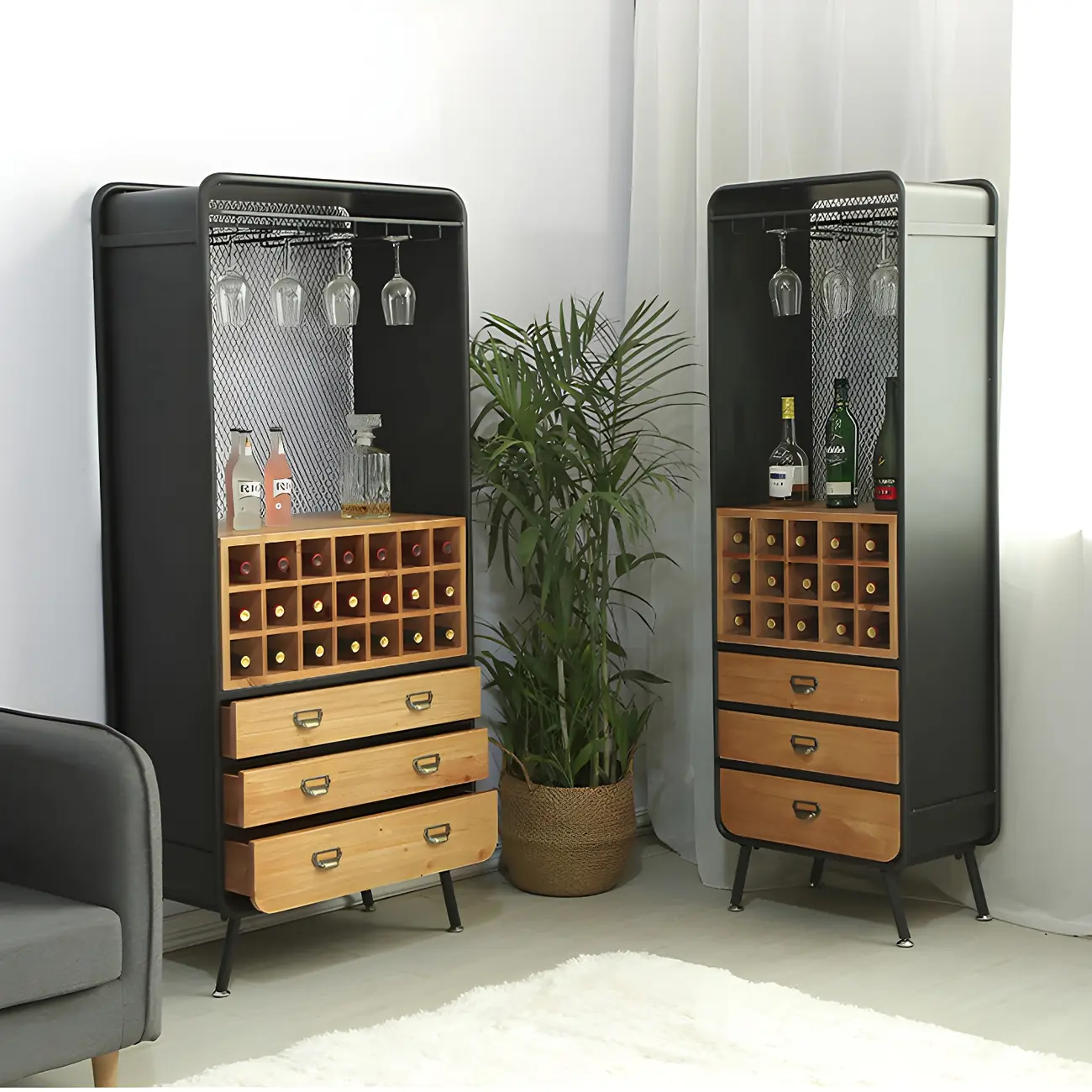 Industrial Light Wood Wine Rack for 13-24 Bottles Image - 12 | homeyfad