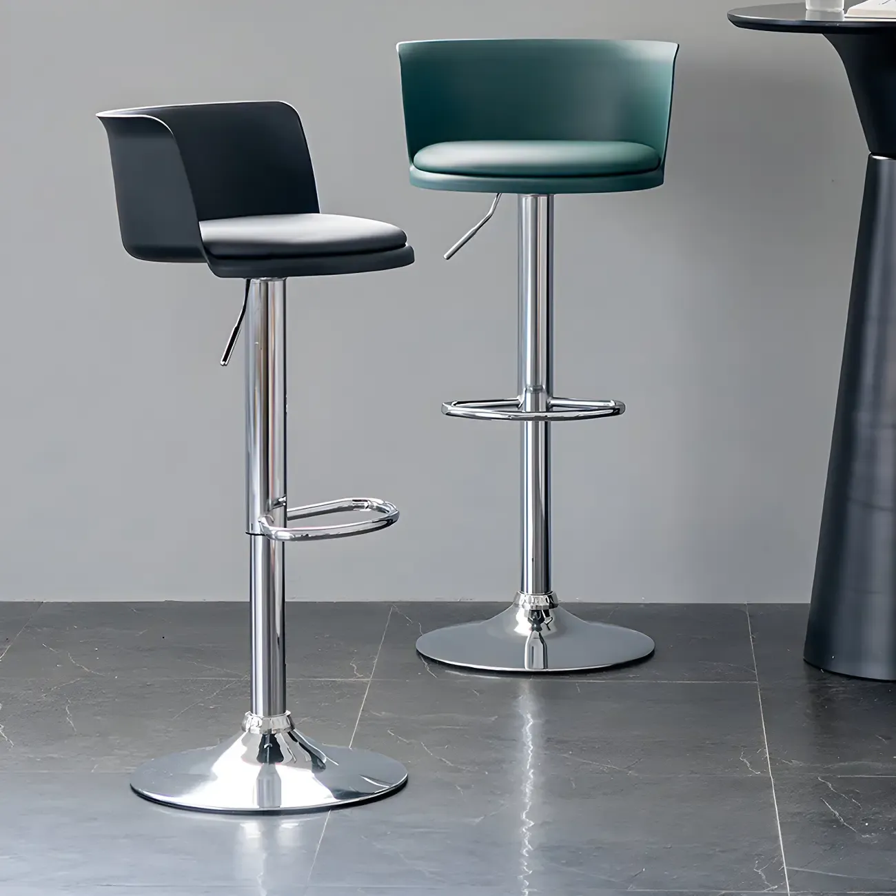 Glam Metal Swivel Adjustable Bar Stools with Footrest for Kitchen Image - 4