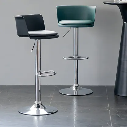 Glam Metal Swivel Adjustable Bar Stools with Footrest for Kitchen Image - 4