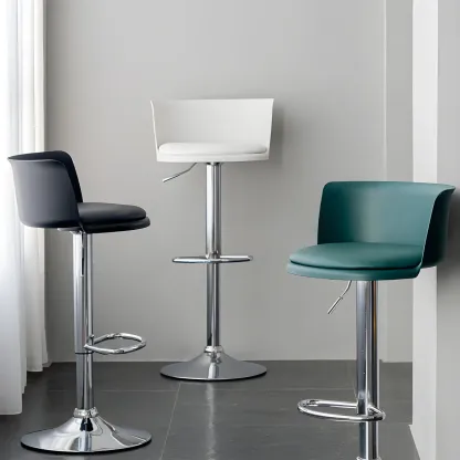 Glam Metal Swivel Adjustable Bar Stools with Footrest for Kitchen Image - 1
