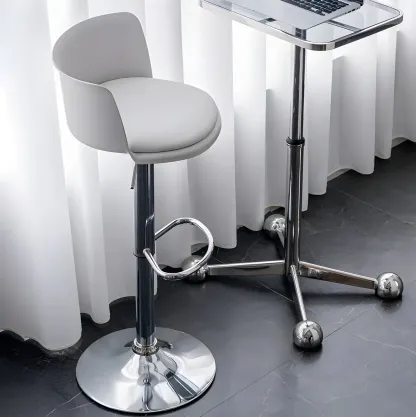 Glam Metal Swivel Adjustable Bar Stools with Footrest for Kitchen Image - 7