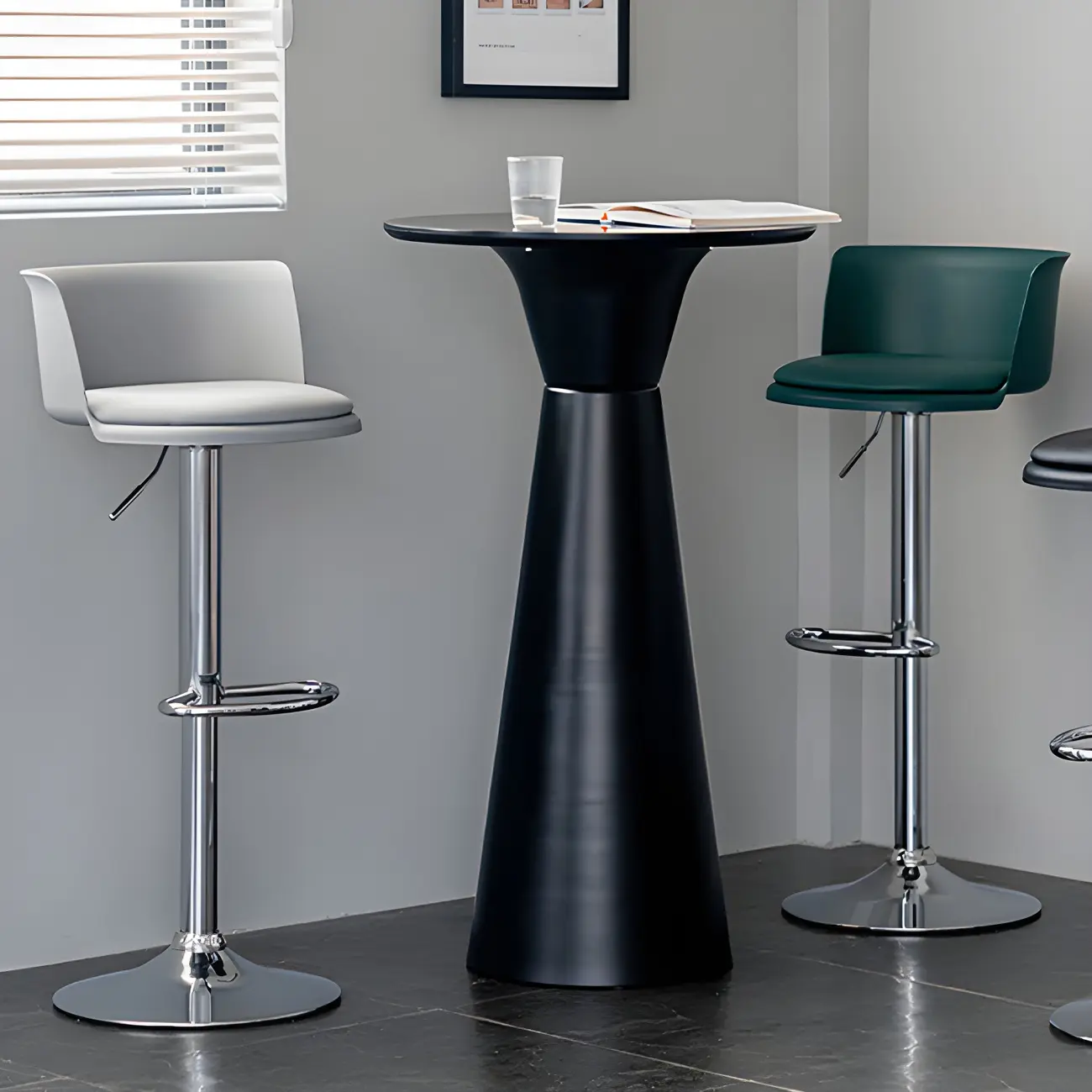 Glam Metal Swivel Adjustable Bar Stools with Footrest for Kitchen Image - 2 | homeyfad