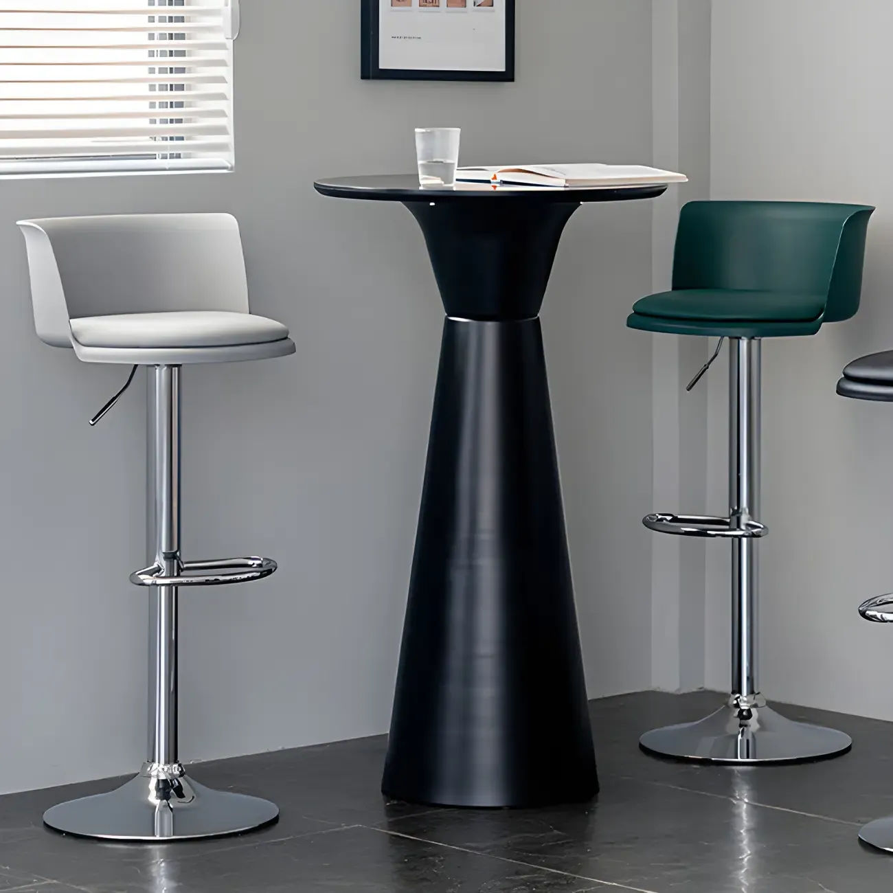 Glam Metal Swivel Adjustable Bar Stools with Footrest for Kitchen Image - 2