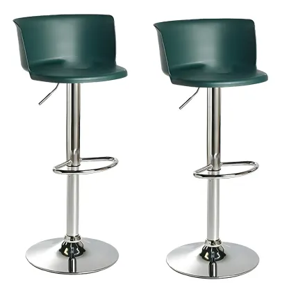 Glam Metal Swivel Adjustable Bar Stools with Footrest for Kitchen Image - 15