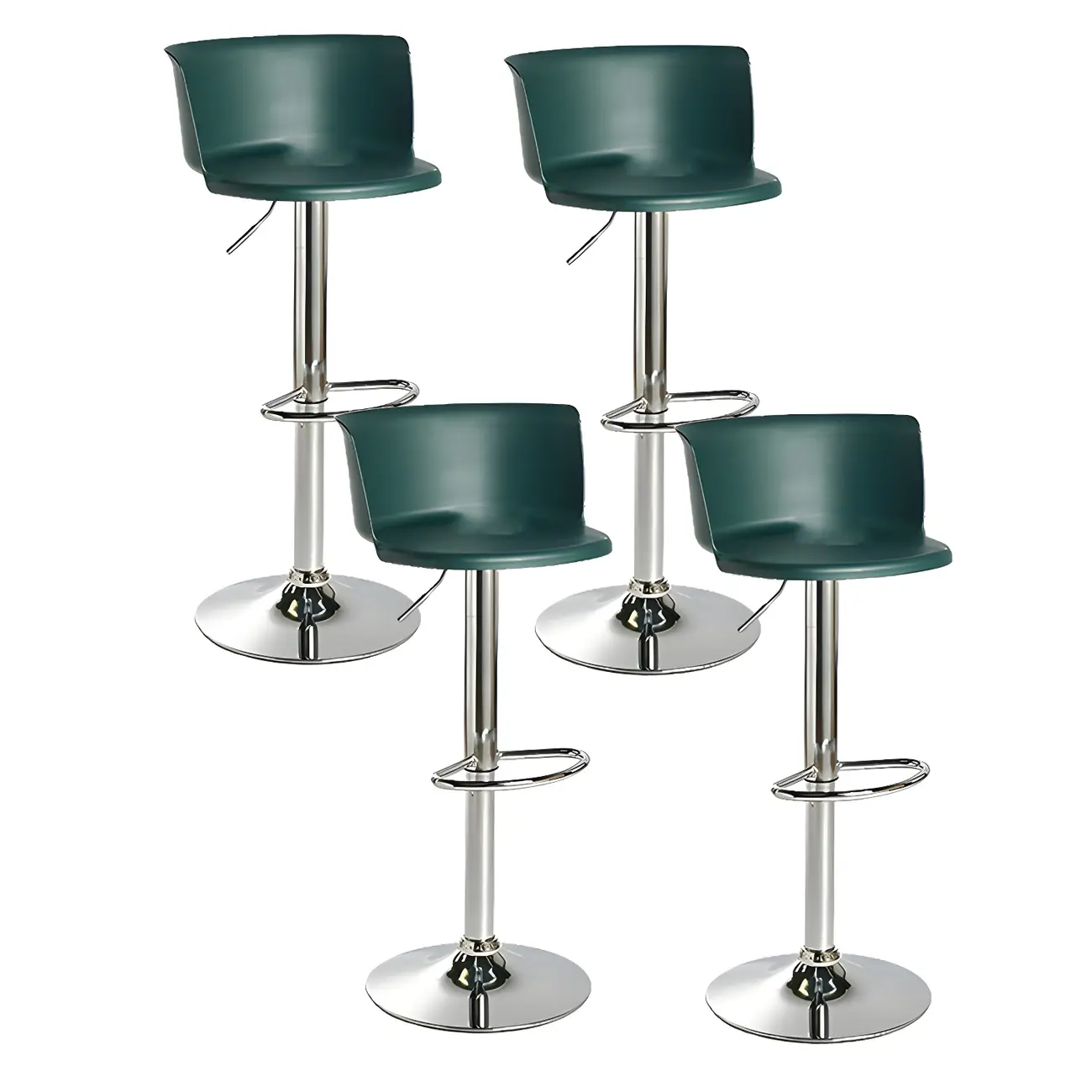 Glam Metal Swivel Adjustable Bar Stools with Footrest for Kitchen Image - 17 | homeyfad