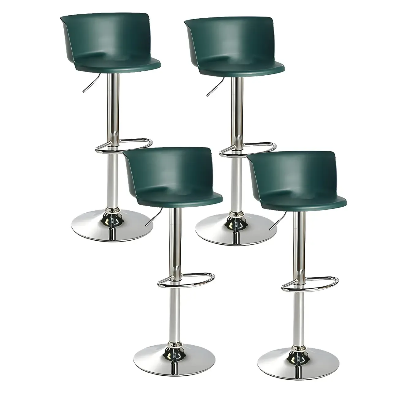 Glam Metal Swivel Adjustable Bar Stools with Footrest for Kitchen Image - 17