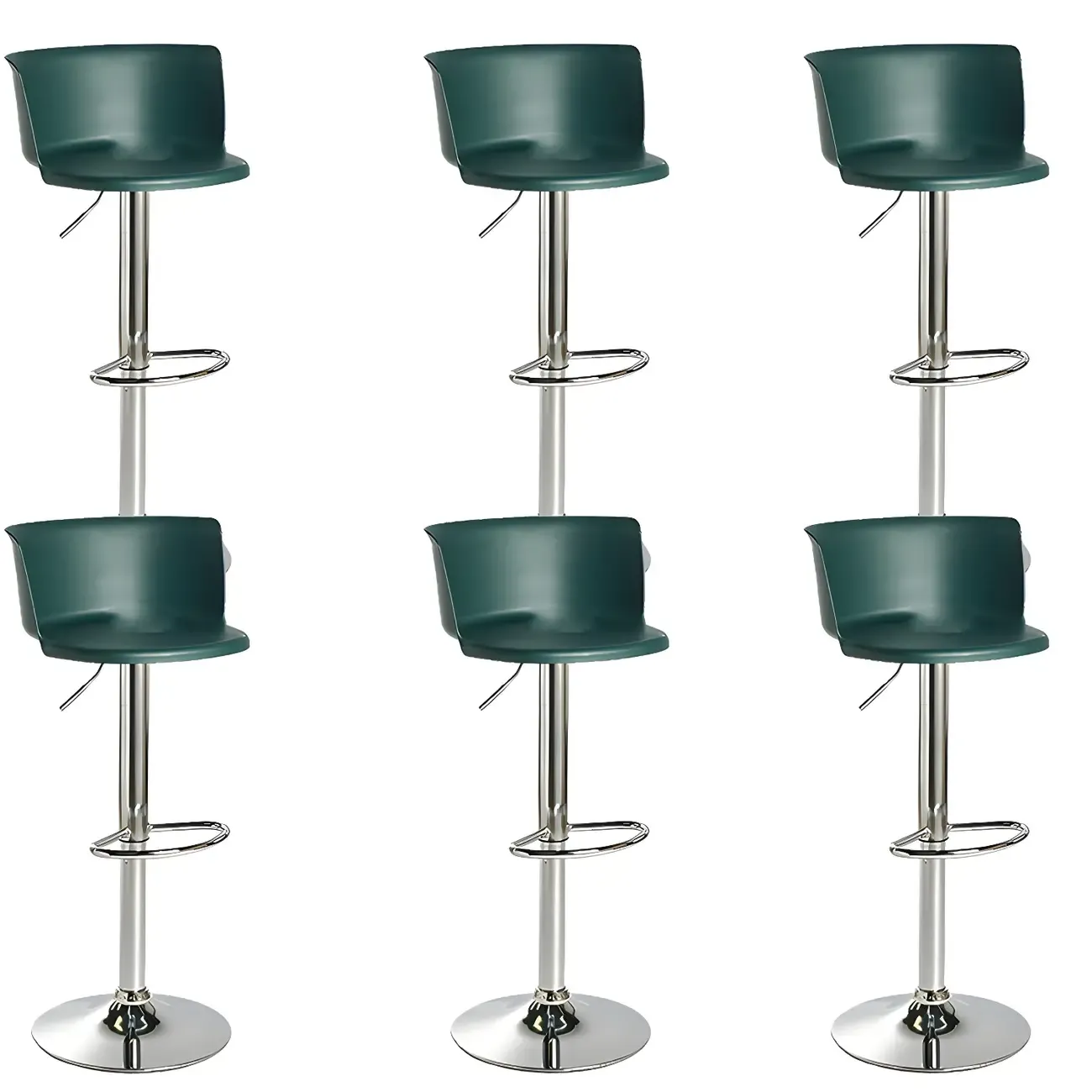 Glam Metal Swivel Adjustable Bar Stools with Footrest for Kitchen Image - 19