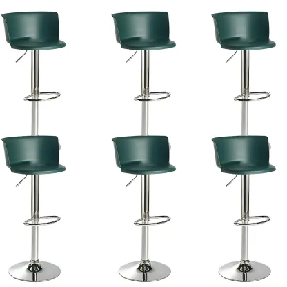 Glam Metal Swivel Adjustable Bar Stools with Footrest for Kitchen Image - 19
