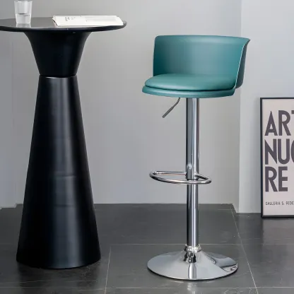 Glam Metal Swivel Adjustable Bar Stools with Footrest for Kitchen Image - 3