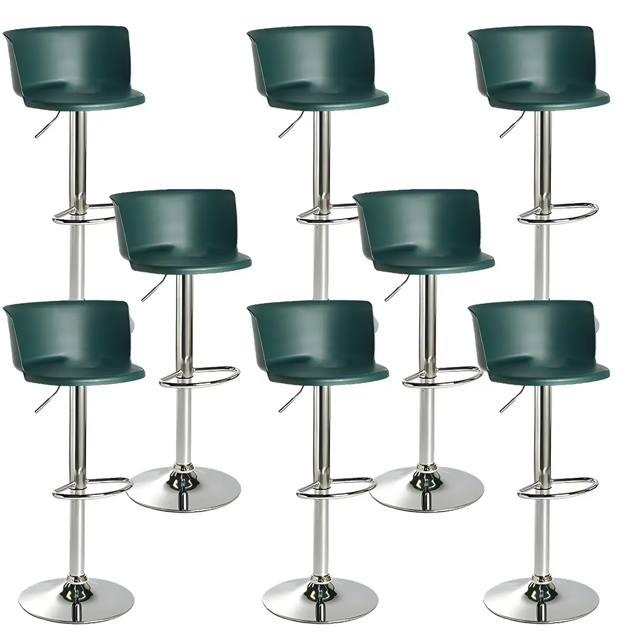 Glam Metal Swivel Adjustable Bar Stools with Footrest for Kitchen Image - 20