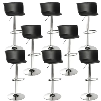 Glam Metal Swivel Adjustable Bar Stools with Footrest for Kitchen Image - 25