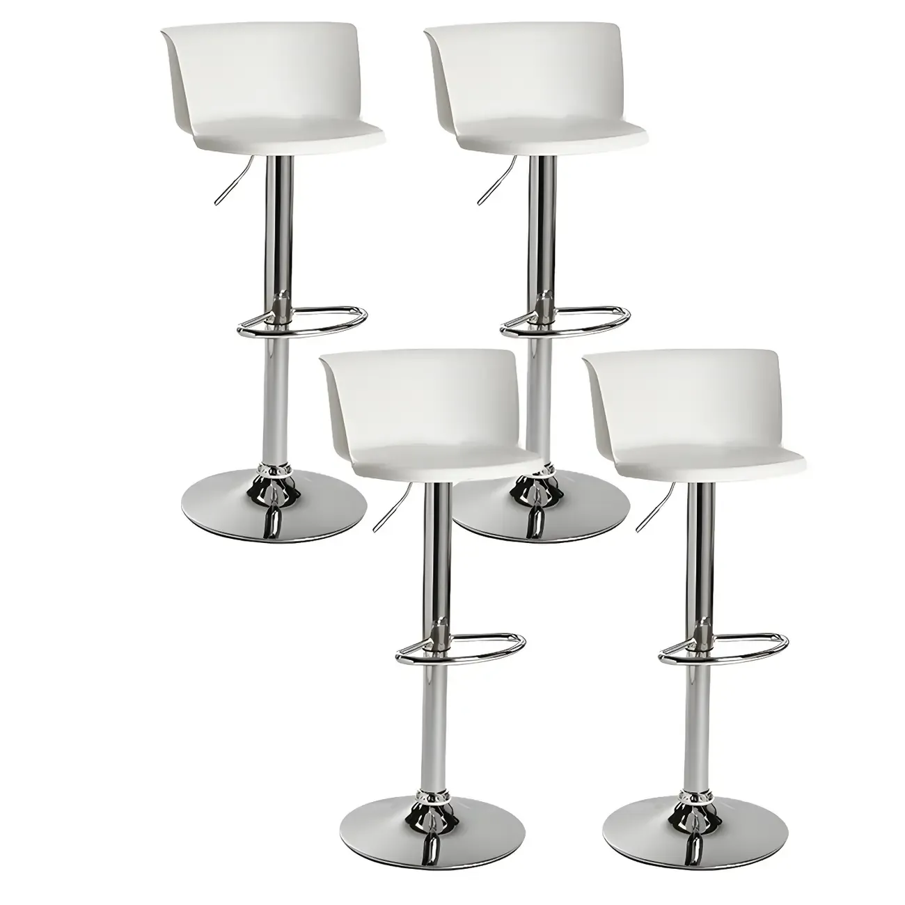 Glam Metal Swivel Adjustable Bar Stools with Footrest for Kitchen Image - 28