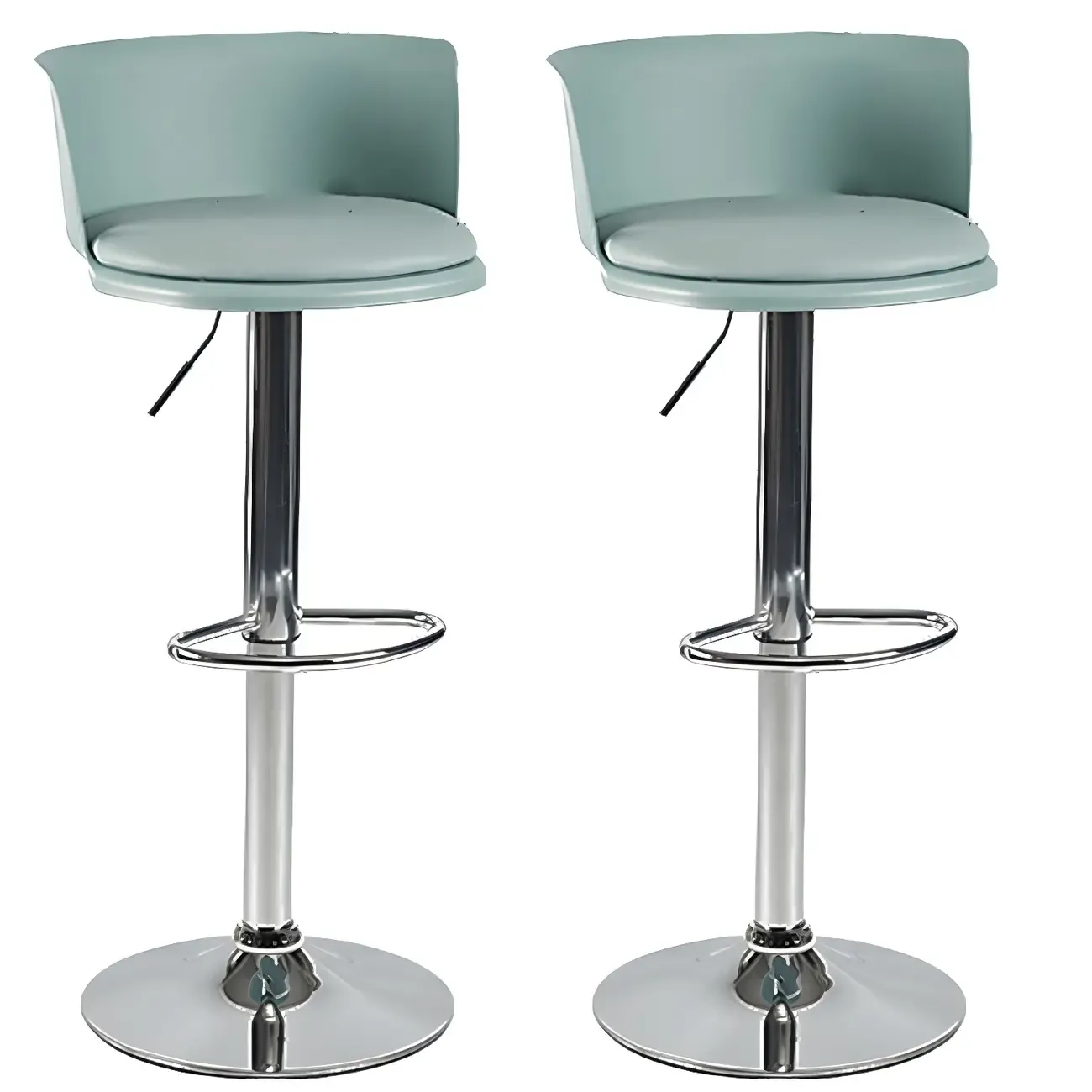 Glam Metal Swivel Adjustable Bar Stools with Footrest for Kitchen Image - 32