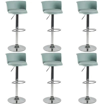 Glam Metal Swivel Adjustable Bar Stools with Footrest for Kitchen Image - 34