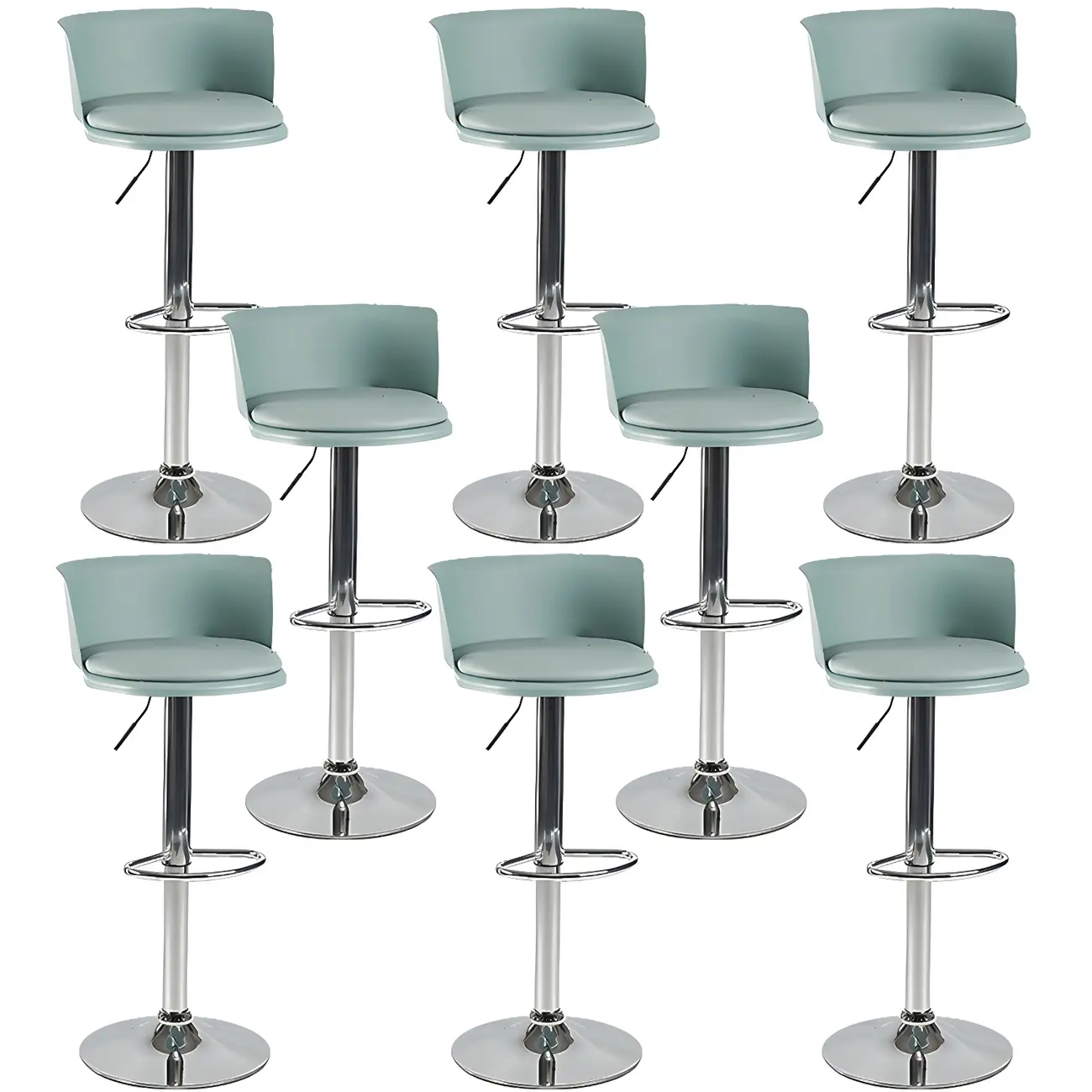 Glam Metal Swivel Adjustable Bar Stools with Footrest for Kitchen Image - 35 | homeyfad