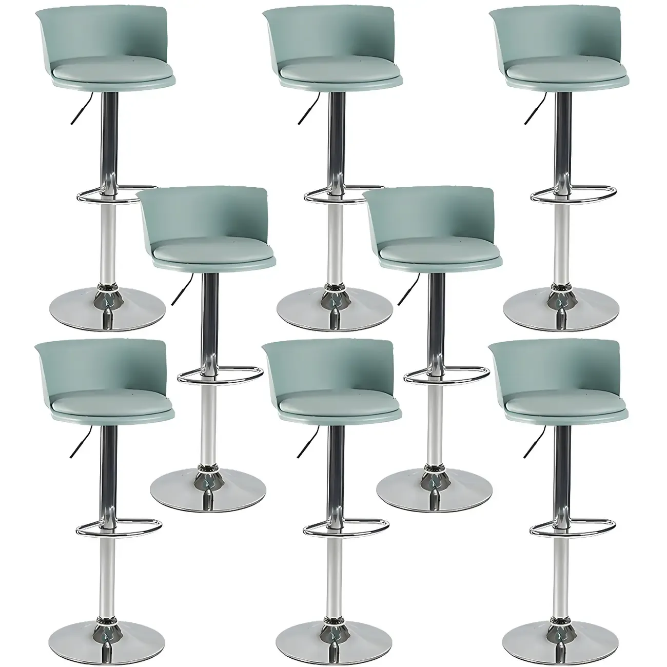 Glam Metal Swivel Adjustable Bar Stools with Footrest for Kitchen Image - 35