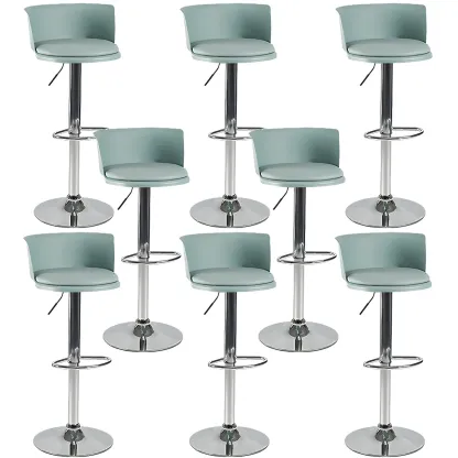 Glam Metal Swivel Adjustable Bar Stools with Footrest for Kitchen Image - 35