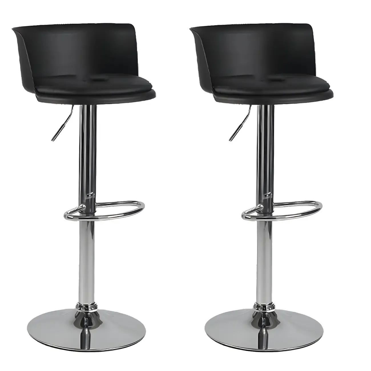 Glam Metal Swivel Adjustable Bar Stools with Footrest for Kitchen Image - 37