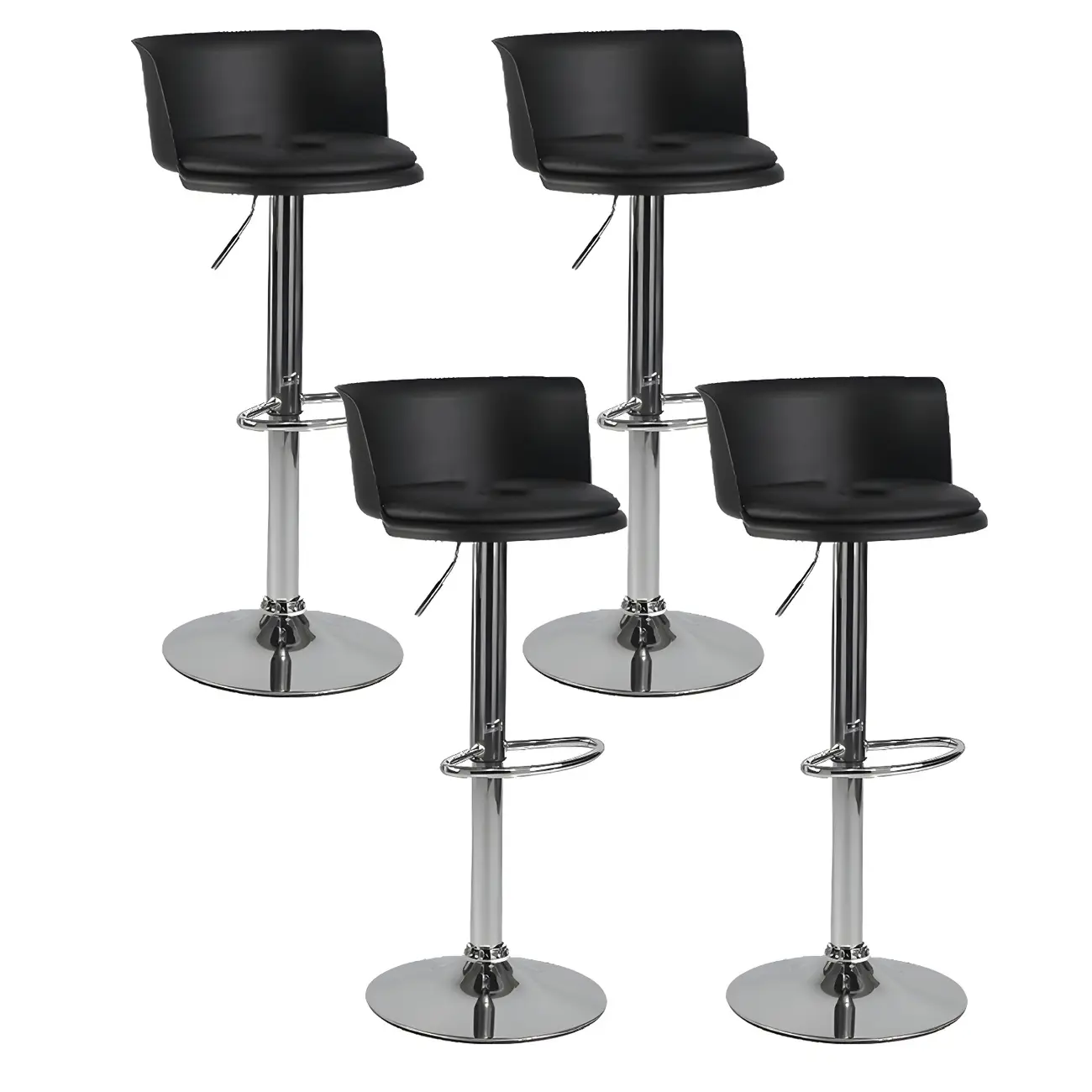 Glam Metal Swivel Adjustable Bar Stools with Footrest for Kitchen Image - 38 | homeyfad
