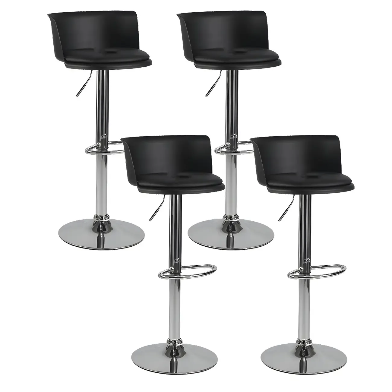 Glam Metal Swivel Adjustable Bar Stools with Footrest for Kitchen Image - 38