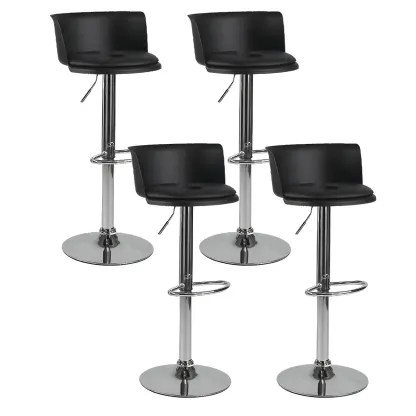 Glam Metal Swivel Adjustable Bar Stools with Footrest for Kitchen Image - 38