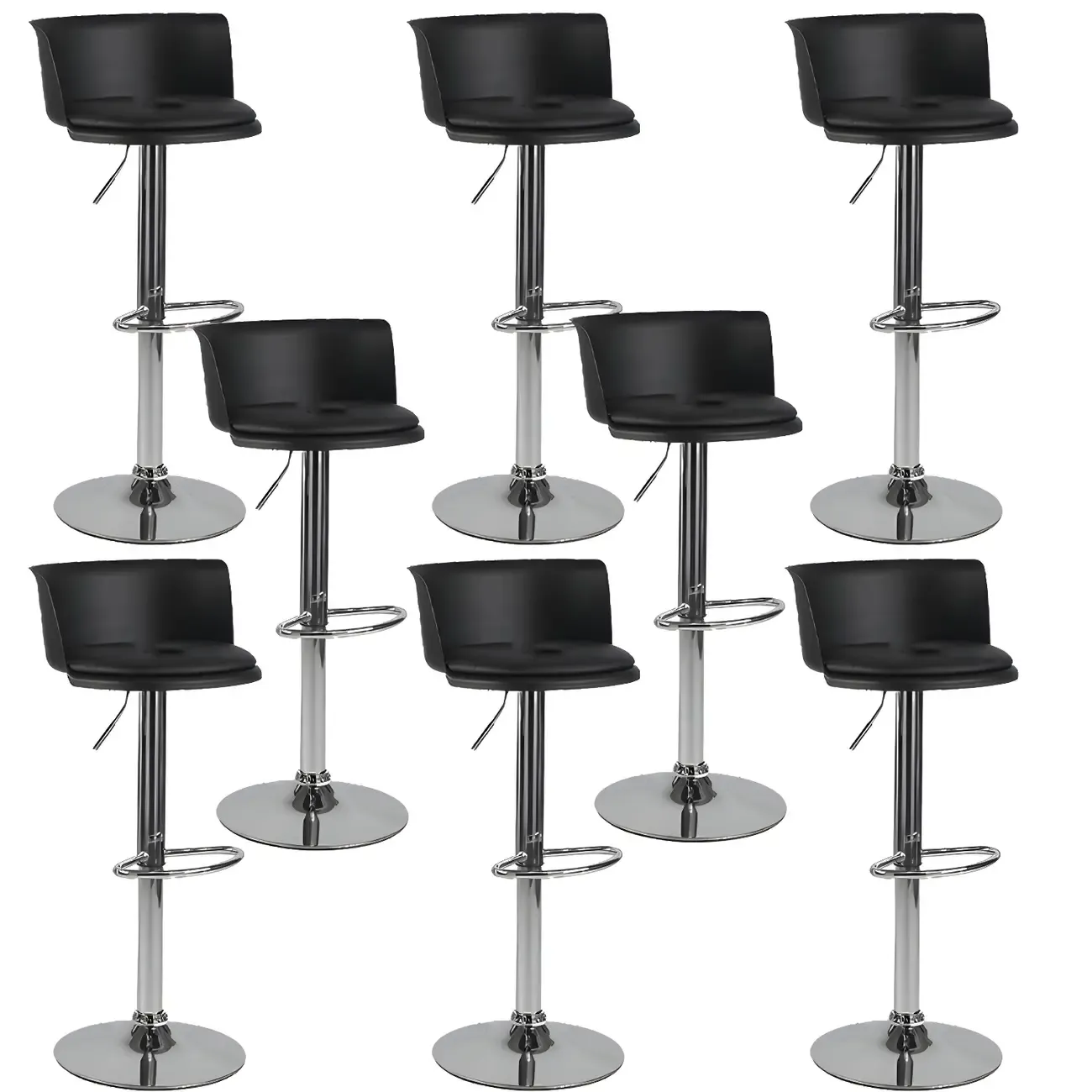 Glam Metal Swivel Adjustable Bar Stools with Footrest for Kitchen Image - 40