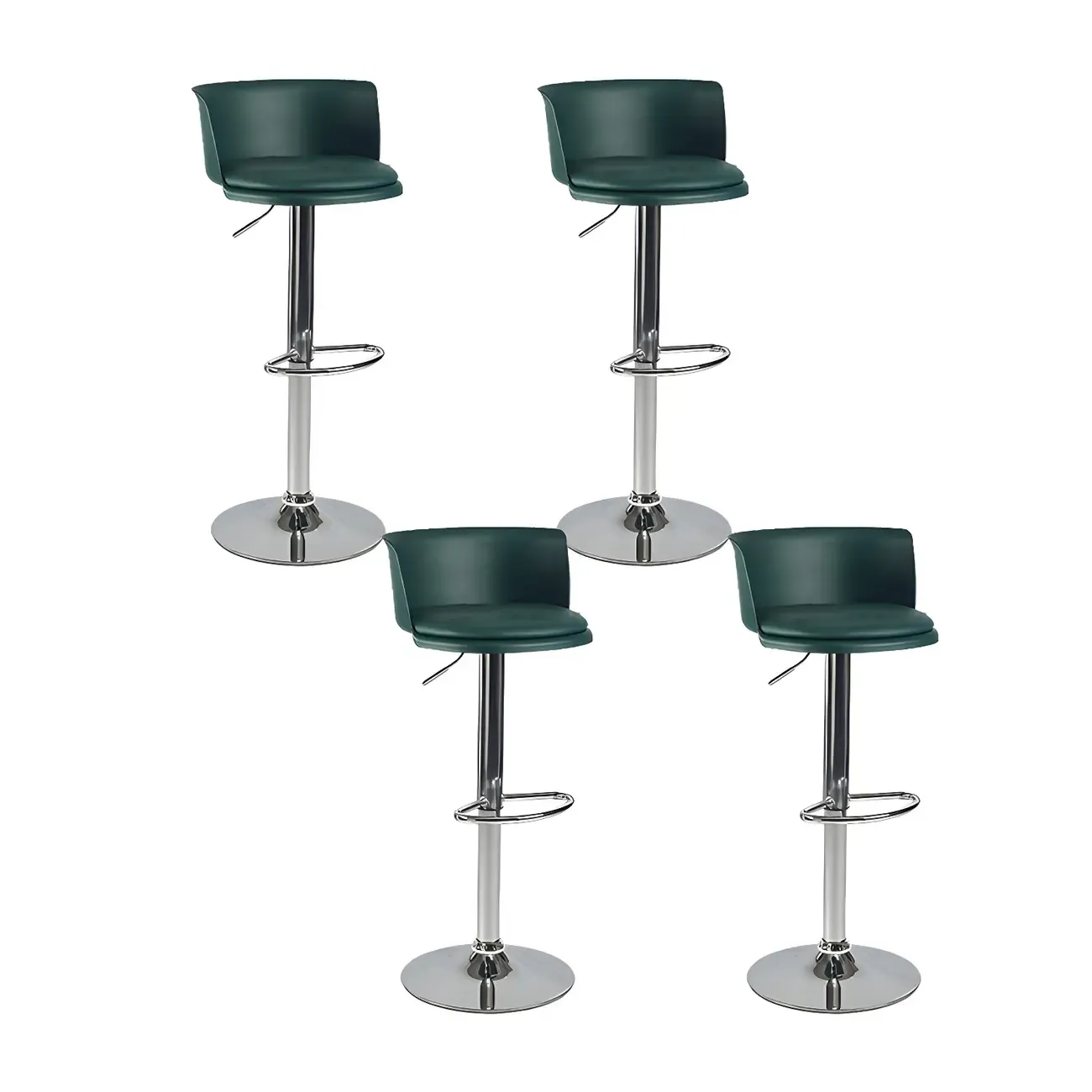 Glam Metal Swivel Adjustable Bar Stools with Footrest for Kitchen Image - 43