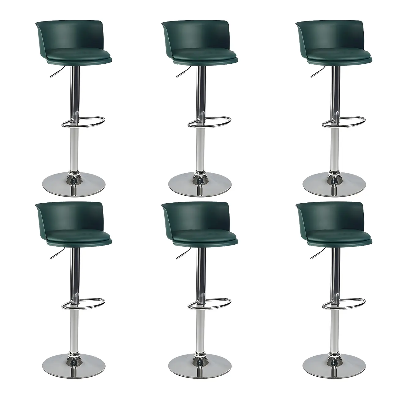 Glam Metal Swivel Adjustable Bar Stools with Footrest for Kitchen Image - 44 | homeyfad