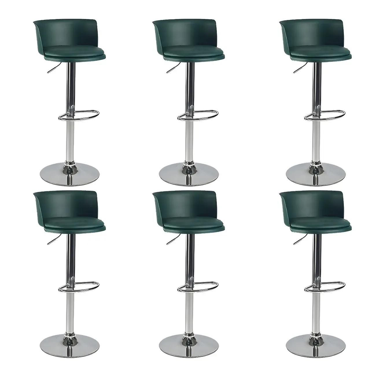 Glam Metal Swivel Adjustable Bar Stools with Footrest for Kitchen Image - 44
