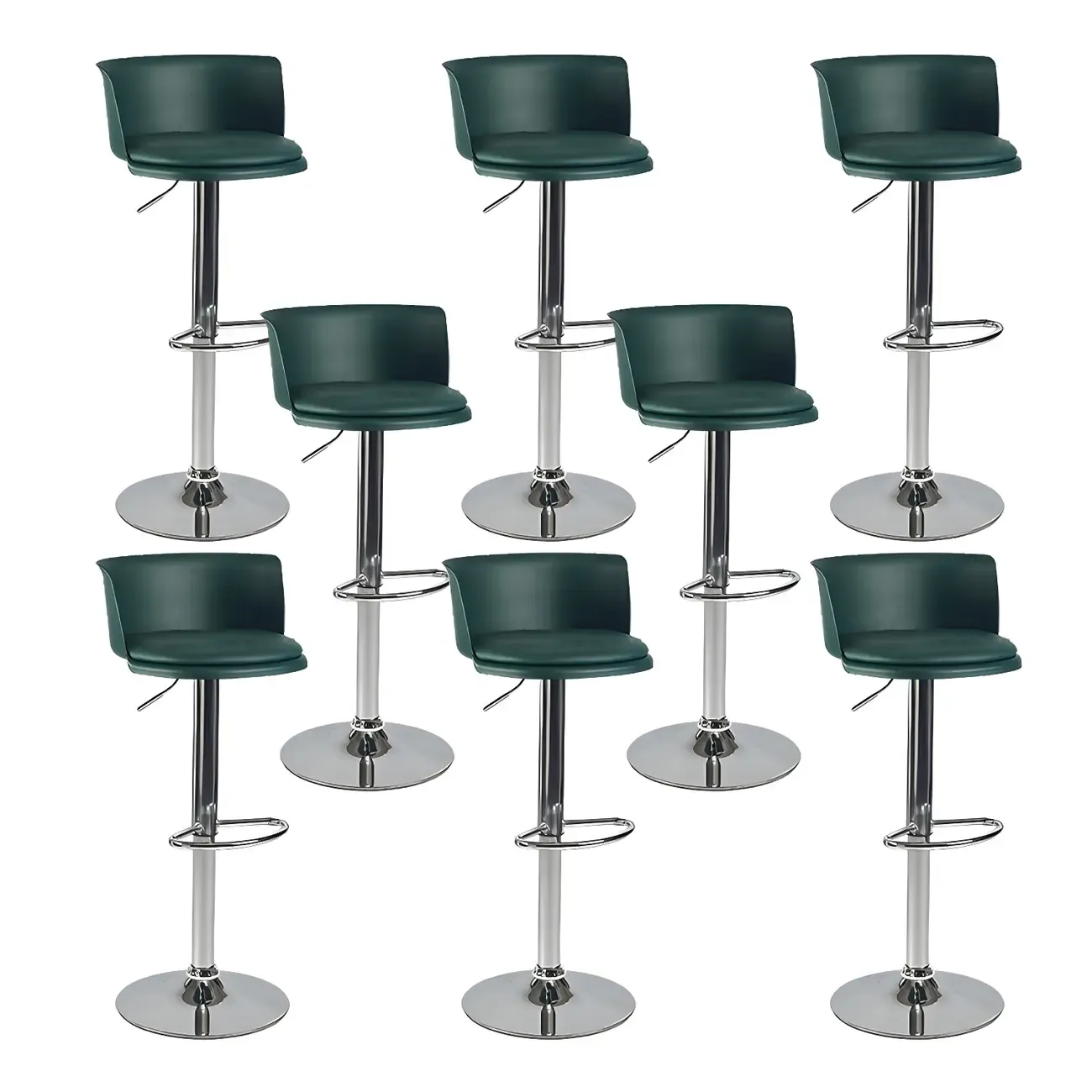 Glam Metal Swivel Adjustable Bar Stools with Footrest for Kitchen Image - 45