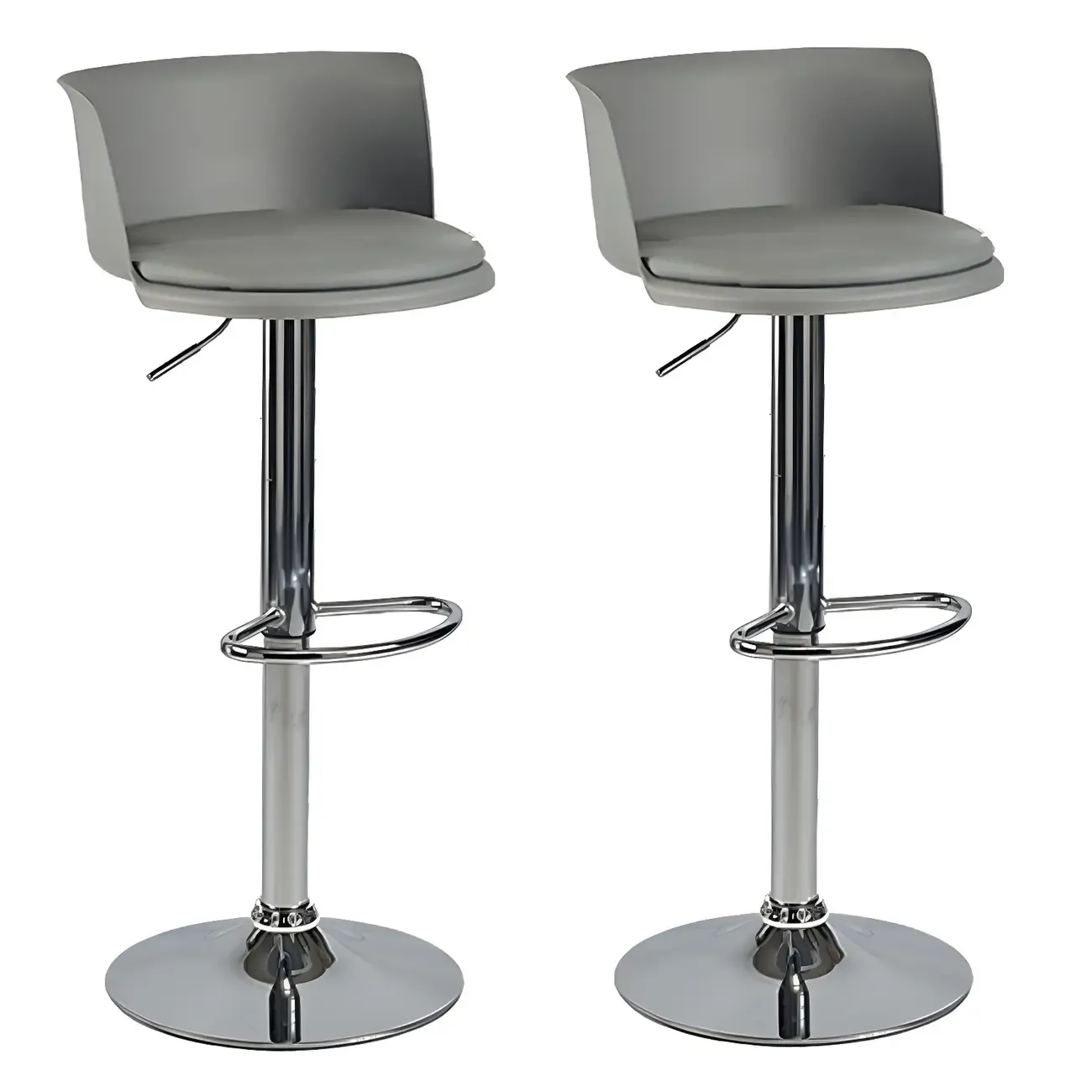 Glam Metal Swivel Adjustable Bar Stools with Footrest for Kitchen Image - 47