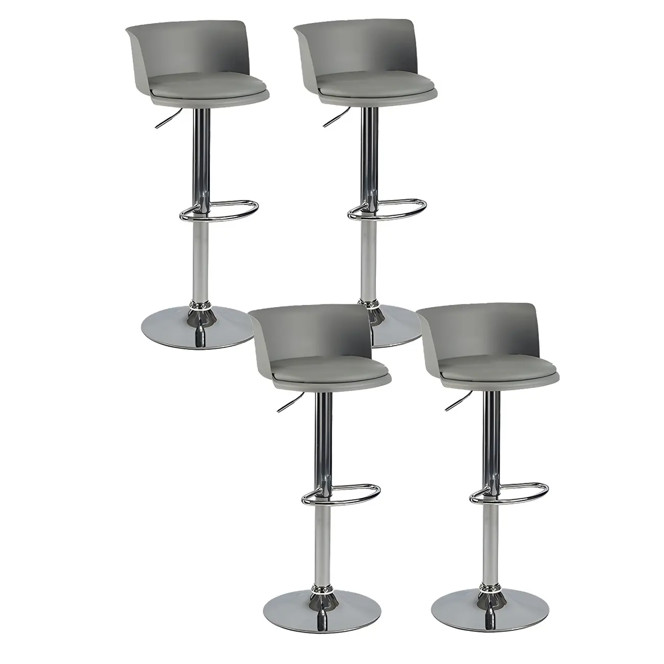 Glam Metal Swivel Adjustable Bar Stools with Footrest for Kitchen Image - 48 | homeyfad