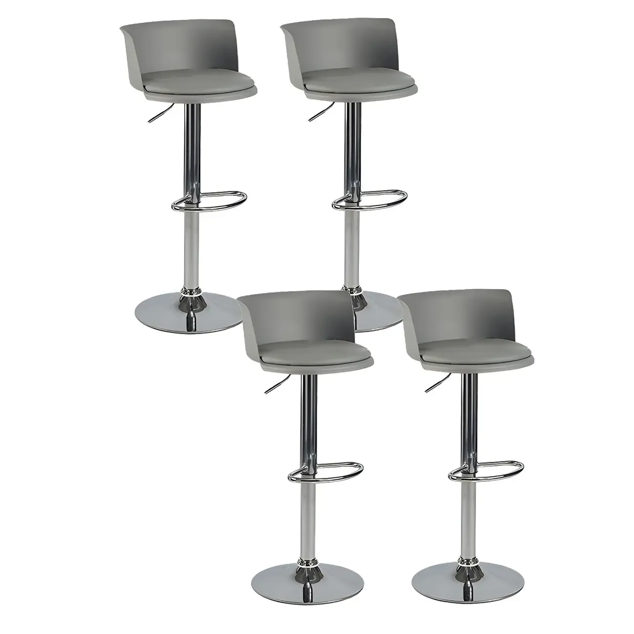 Glam Metal Swivel Adjustable Bar Stools with Footrest for Kitchen Image - 48