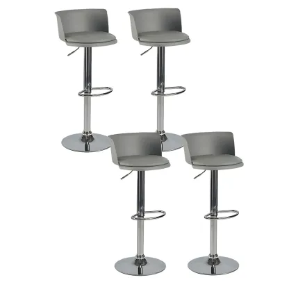 Glam Metal Swivel Adjustable Bar Stools with Footrest for Kitchen Image - 48