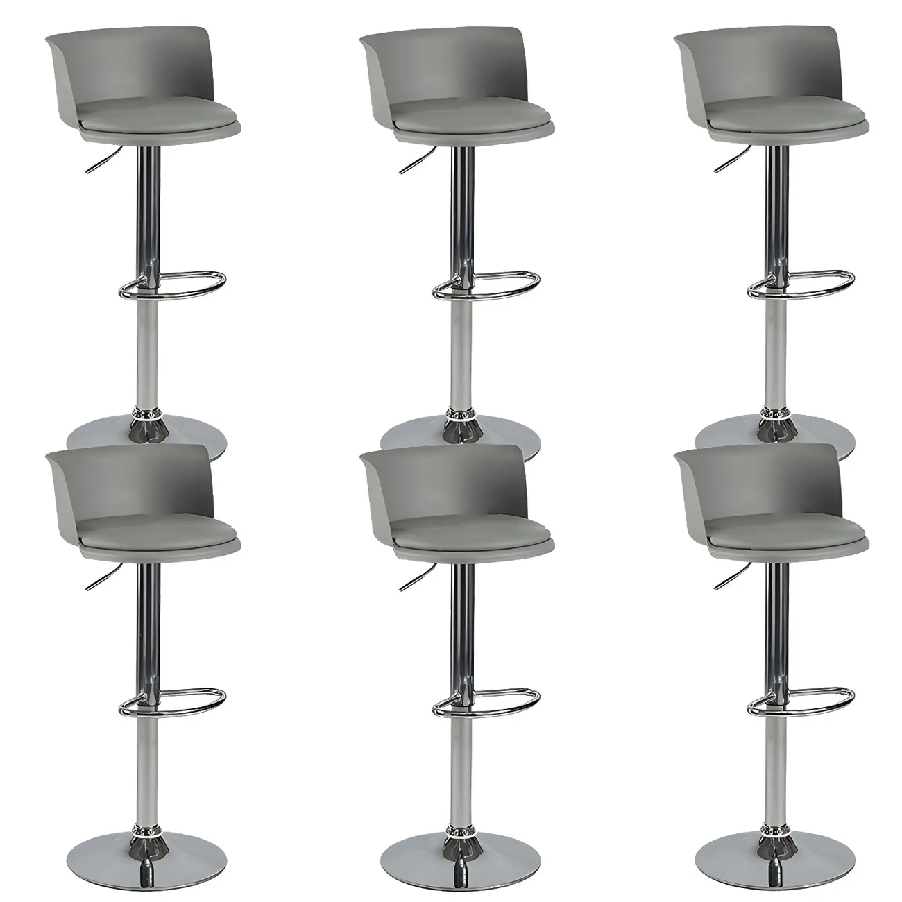 Glam Metal Swivel Adjustable Bar Stools with Footrest for Kitchen Image - 49 | homeyfad