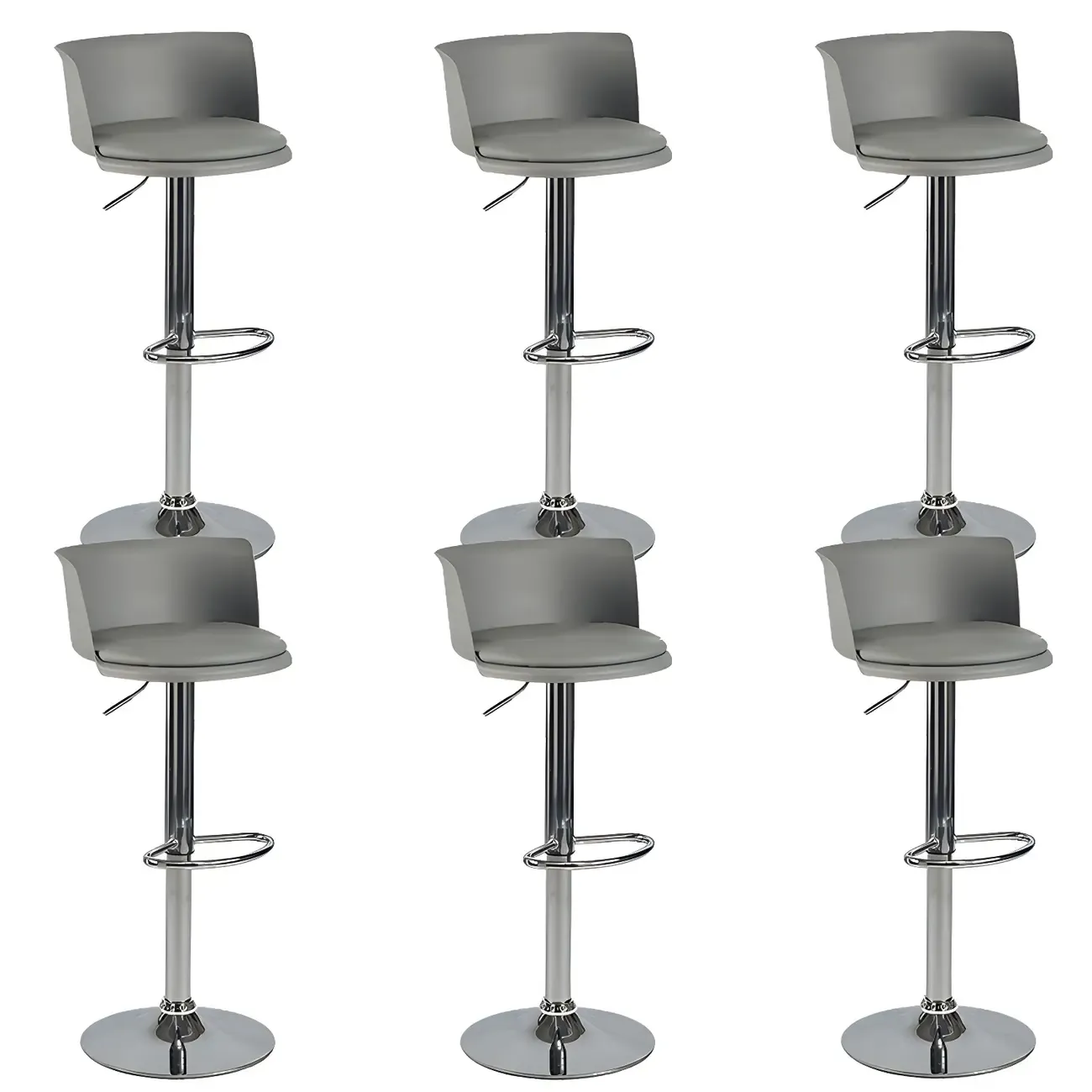 Glam Metal Swivel Adjustable Bar Stools with Footrest for Kitchen Image - 49