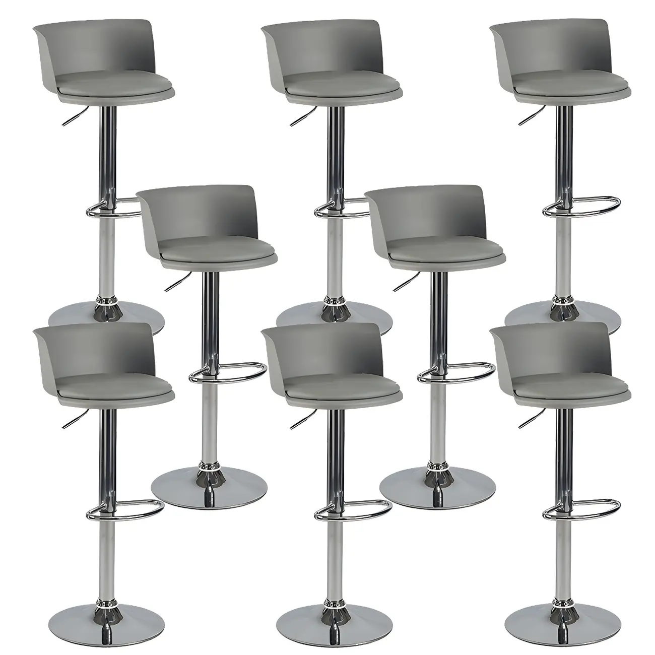 Glam Metal Swivel Adjustable Bar Stools with Footrest for Kitchen Image - 50 | homeyfad