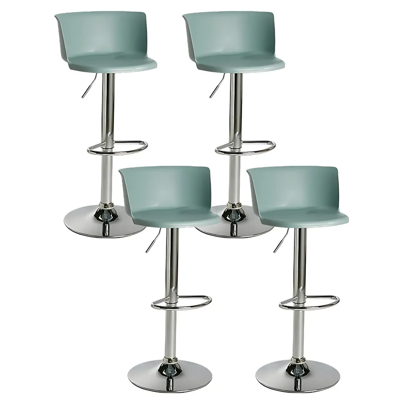 Glam Metal Swivel Adjustable Bar Stools with Footrest for Kitchen Image - 53