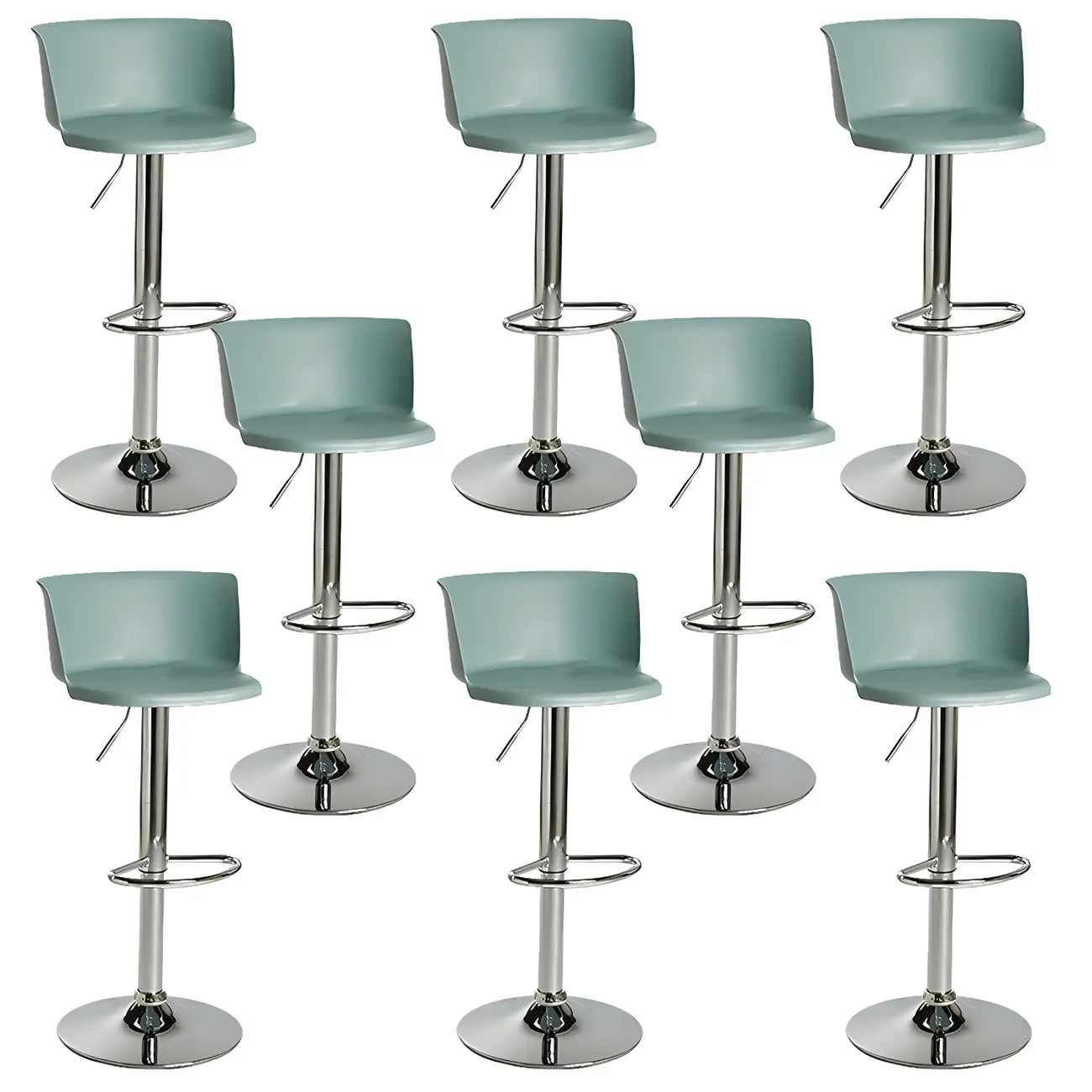 Glam Metal Swivel Adjustable Bar Stools with Footrest for Kitchen Image - 55 | homeyfad