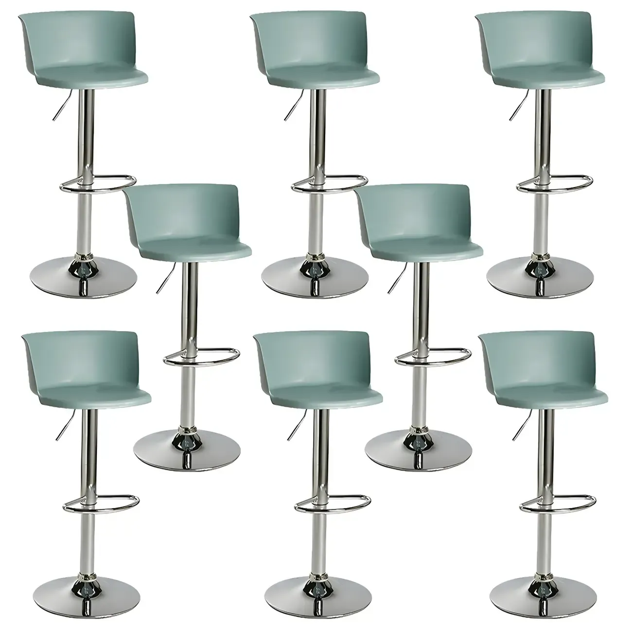 Glam Metal Swivel Adjustable Bar Stools with Footrest for Kitchen Image - 55
