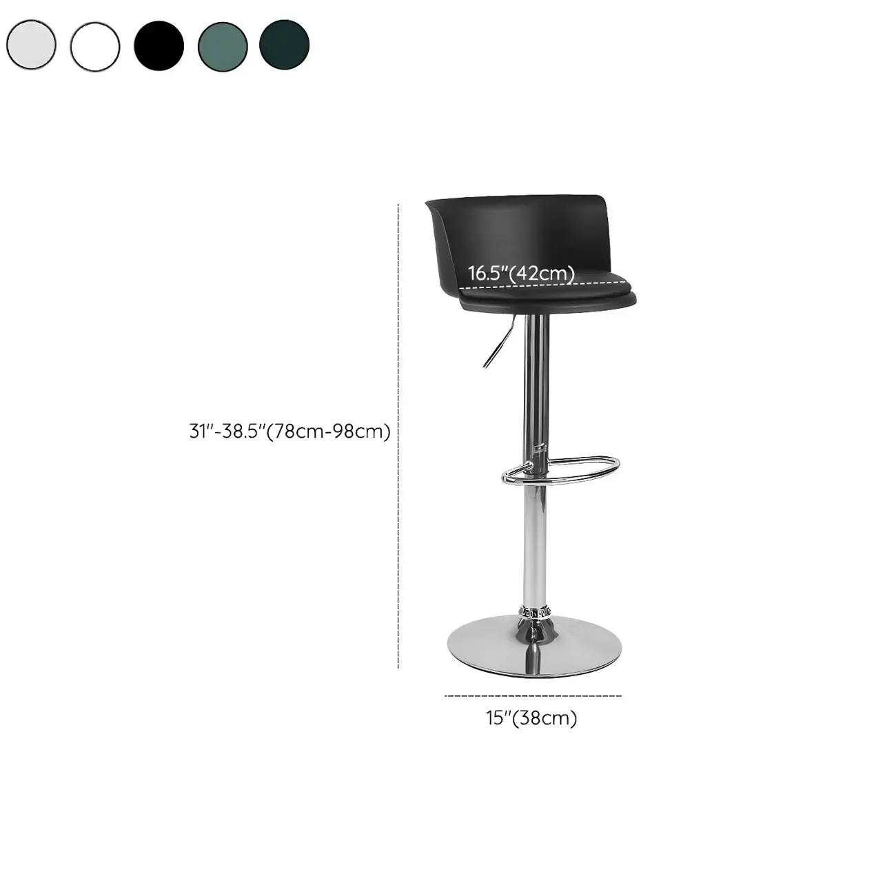 Glam Metal Swivel Adjustable Bar Stools with Footrest for Kitchen #size