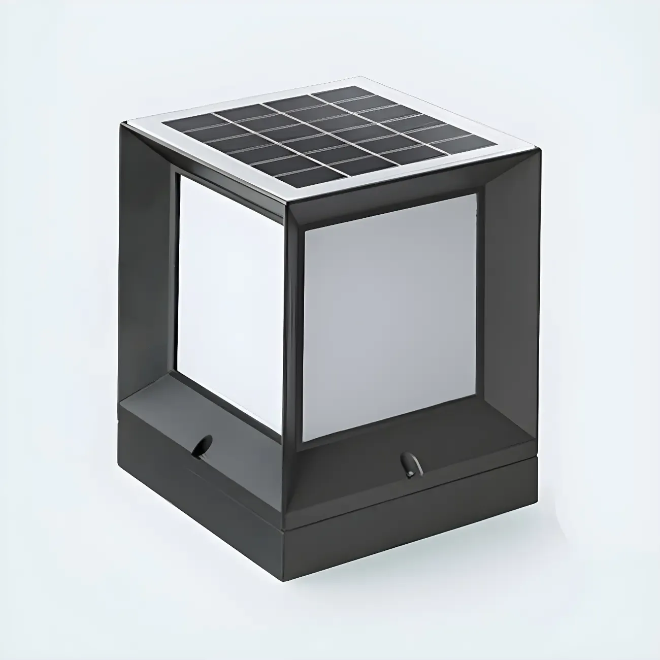 Simple Smooth Metal Cube Post Cap Light Image - 10