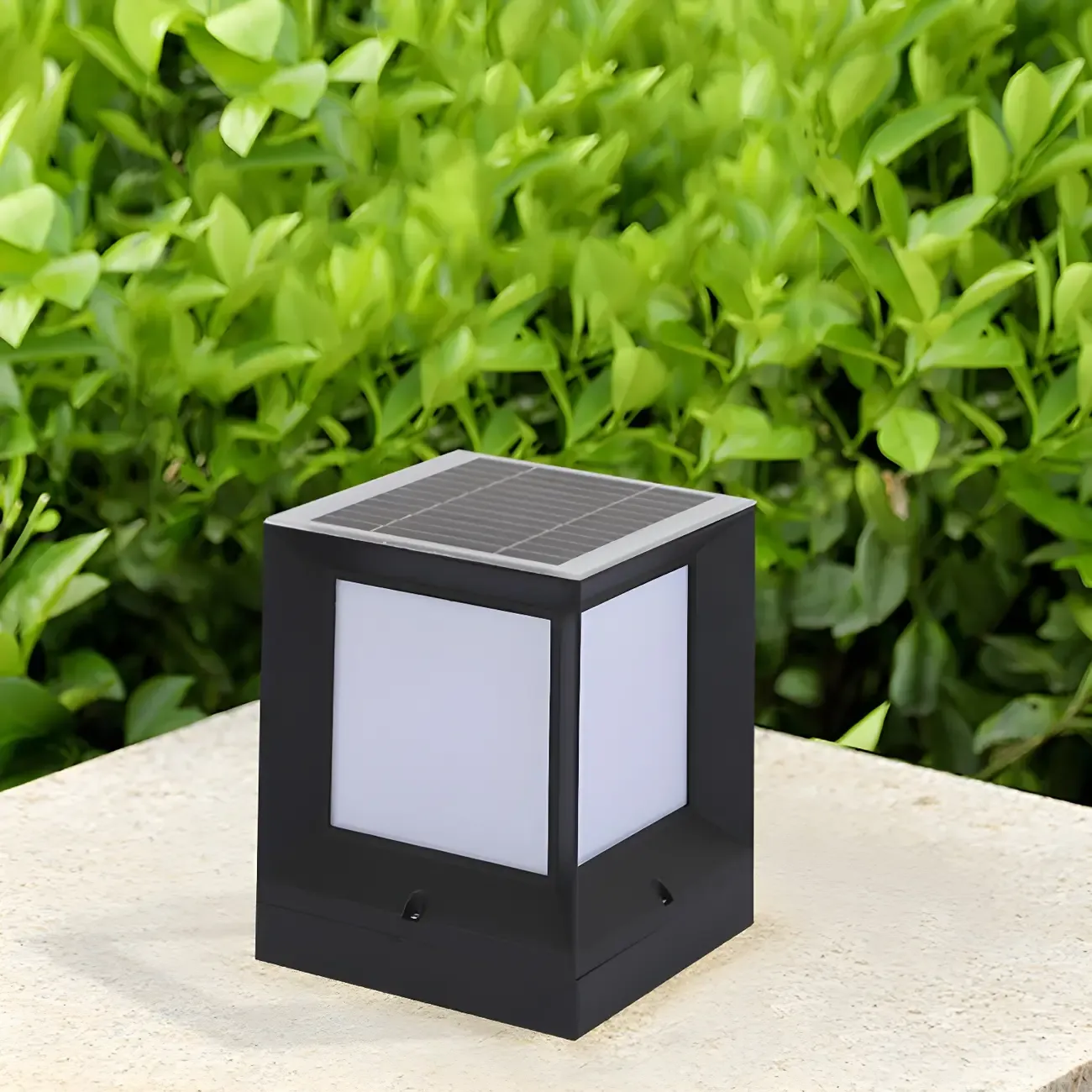 Simple Smooth Metal Cube Post Cap Light Image - 2