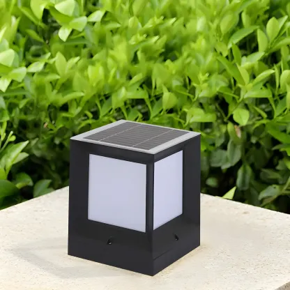 Simple Smooth Metal Cube Post Cap Light Image - 2
