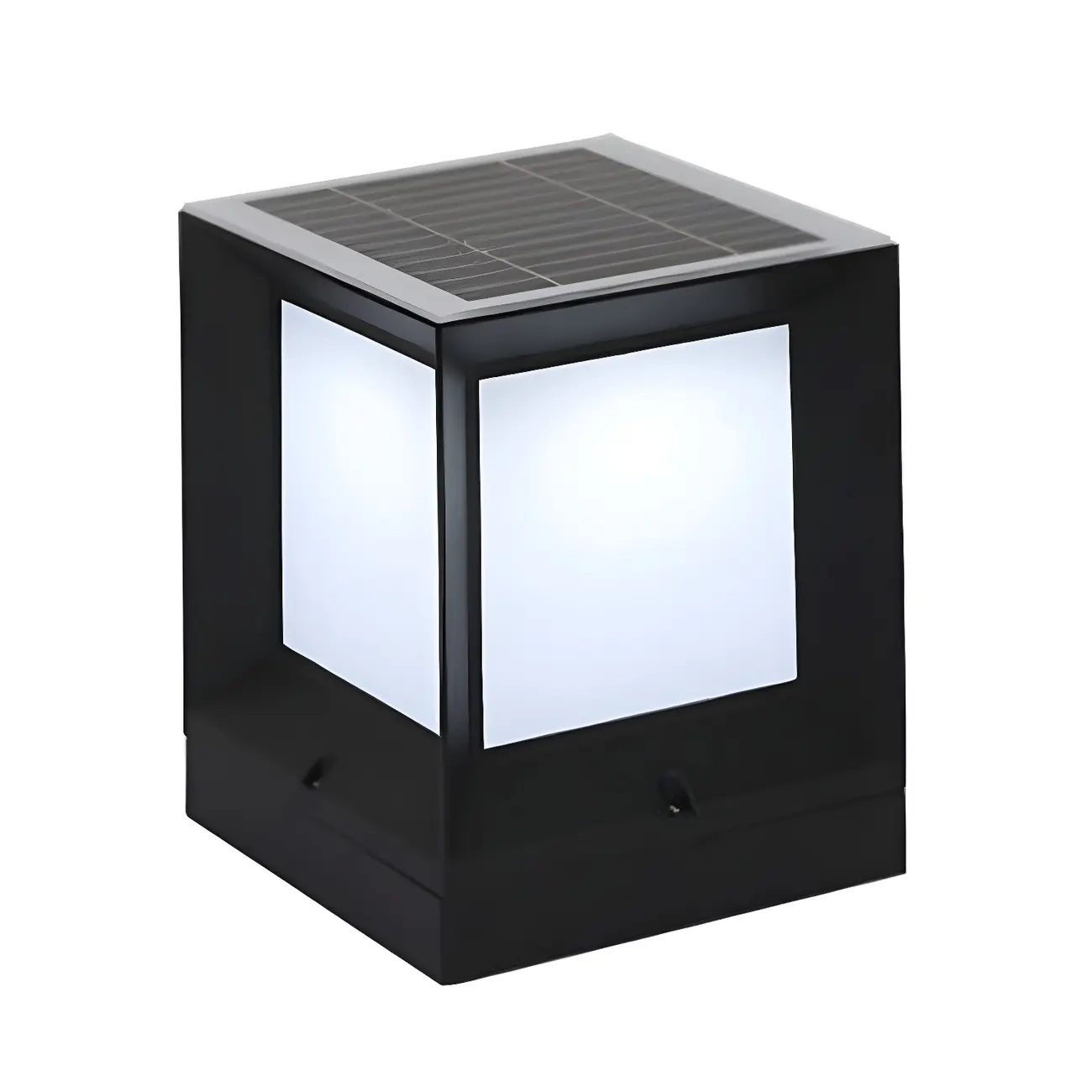 Simple Smooth Metal Cube Post Cap Light Image - 11 | homeyfad