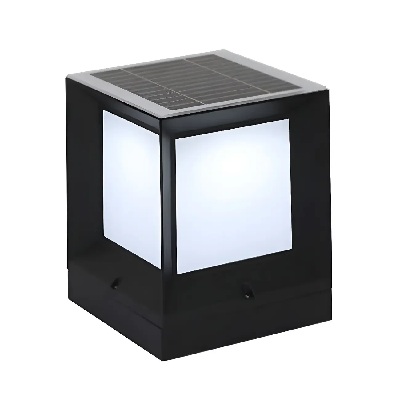 Simple Smooth Metal Cube Post Cap Light Image - 11