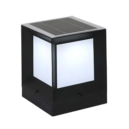 Simple Smooth Metal Cube Post Cap Light Image - 11