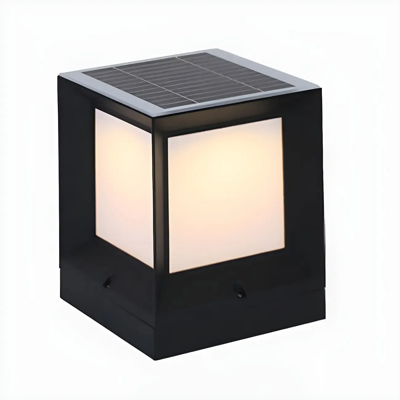 Simple Smooth Metal Cube Post Cap Light Image - 12