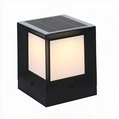 Simple Smooth Metal Cube Post Cap Light Image - 12